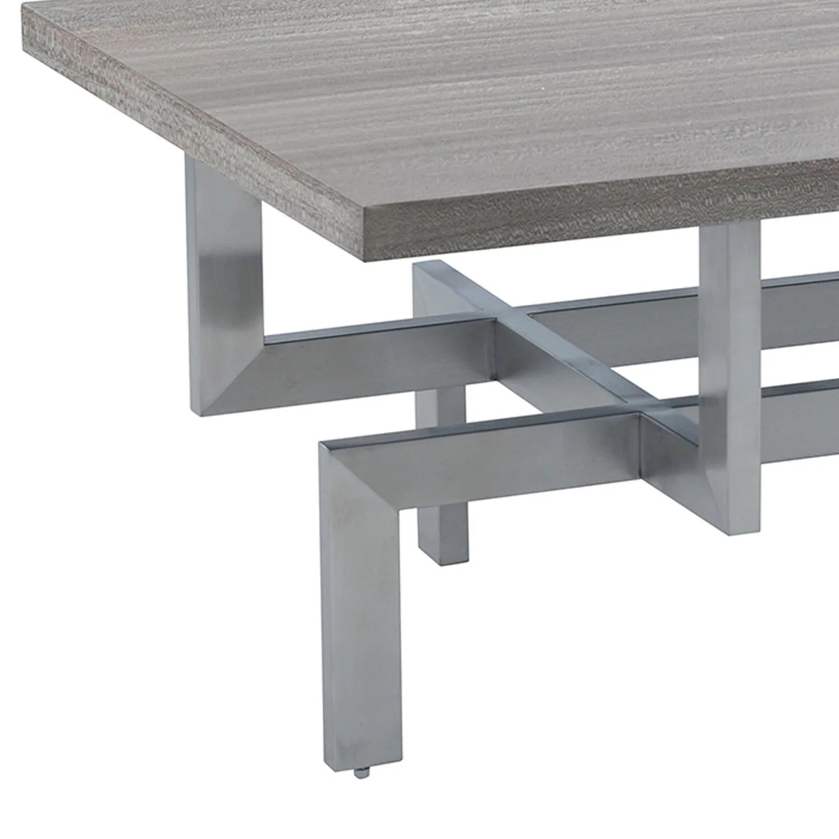 Gray Wood Coffee Table with Stainless Steel Base V63910