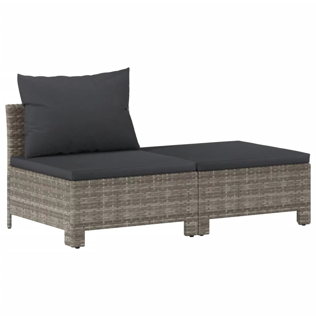 8 Piece Patio Set with Cushions Gray Poly Rattan X892