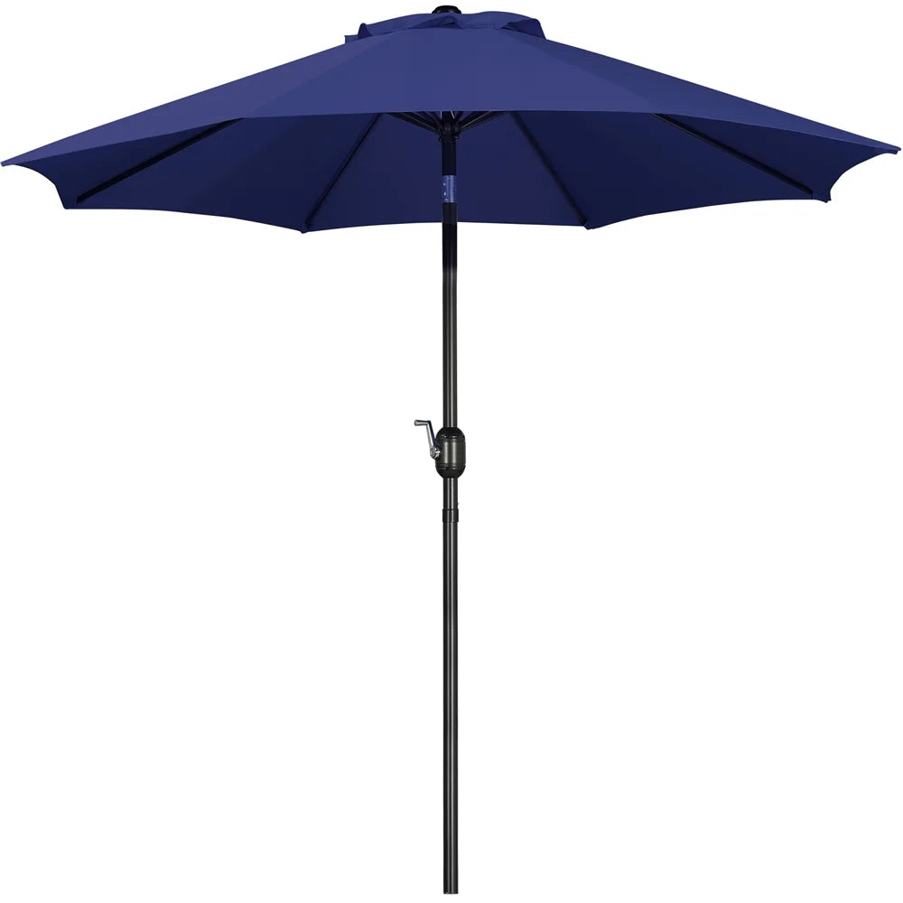9FT Patio Umbrella with Push Button Tilt and Crank, Navy Blue E487