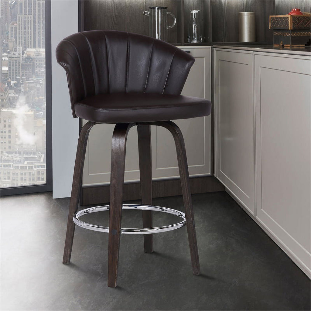 Faux Leather Swivel Bar Stool in Brown O8207