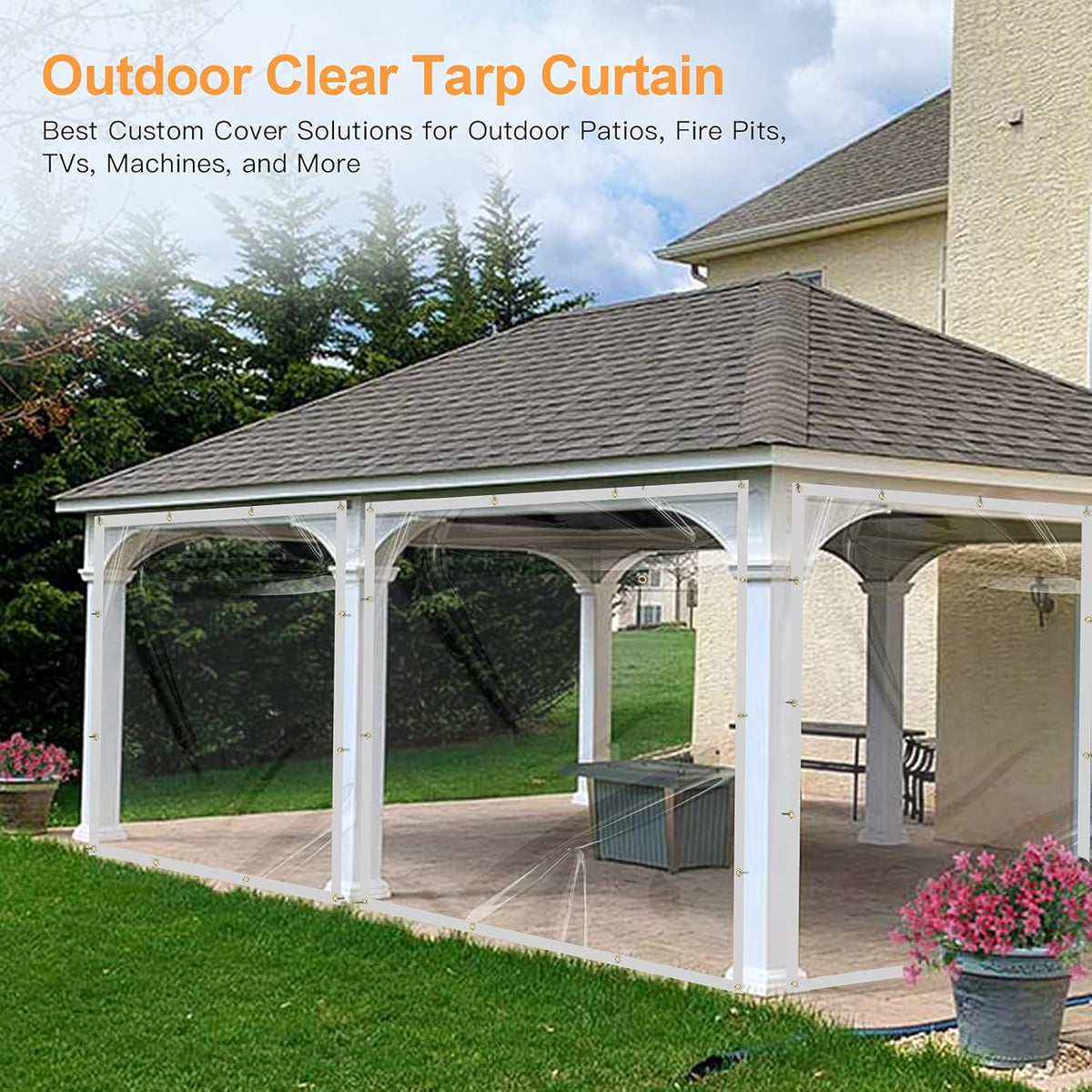 10 x 10FT Waterproof Transparent Vinyl Tarp with Grommets T985