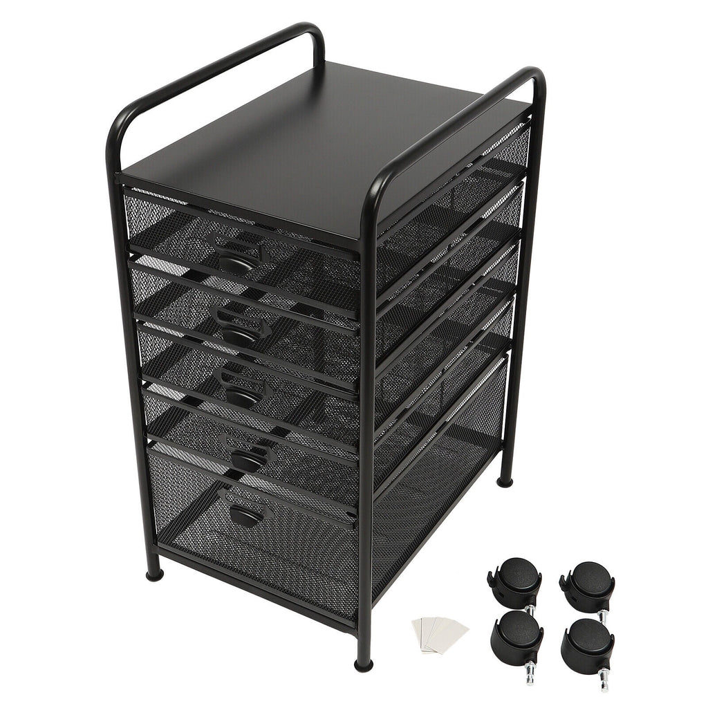 Metal 5 Drawers Rolling File Storage Cabinet with Wheels B534