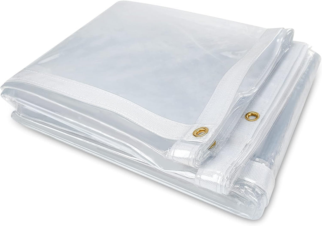 10 x 10FT Waterproof Transparent Vinyl Tarp with Grommets T985