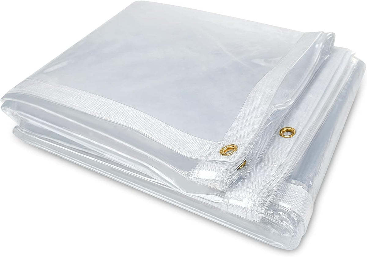 10 x 10FT Waterproof Transparent Vinyl Tarp with Grommets T985