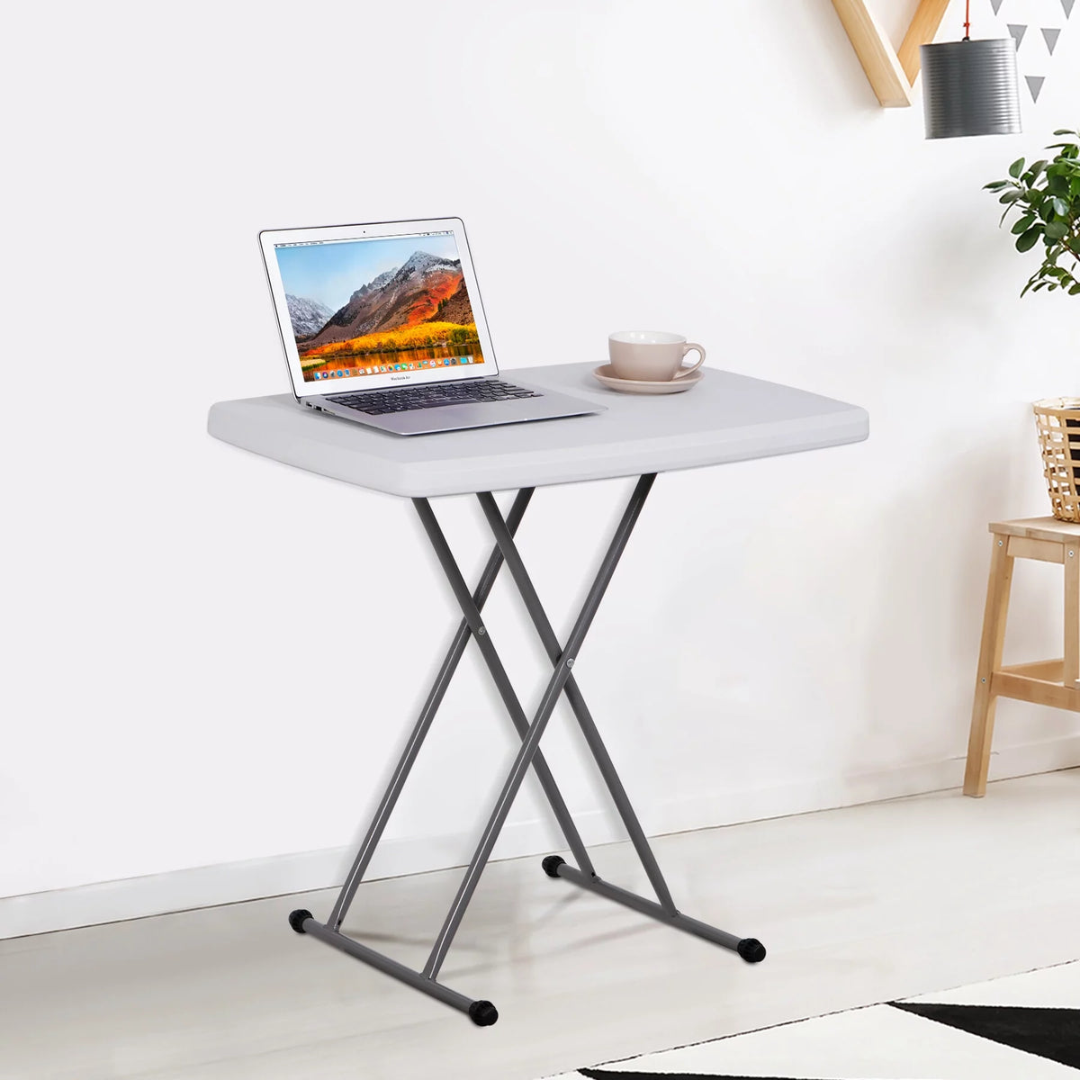 White Adjustable Folding Plastic Table S60938